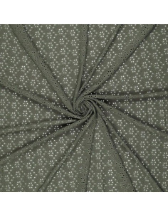 Stretchable English embroidery fabric - Dark khaki