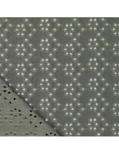 Stretchable English embroidery fabric - Dark khaki