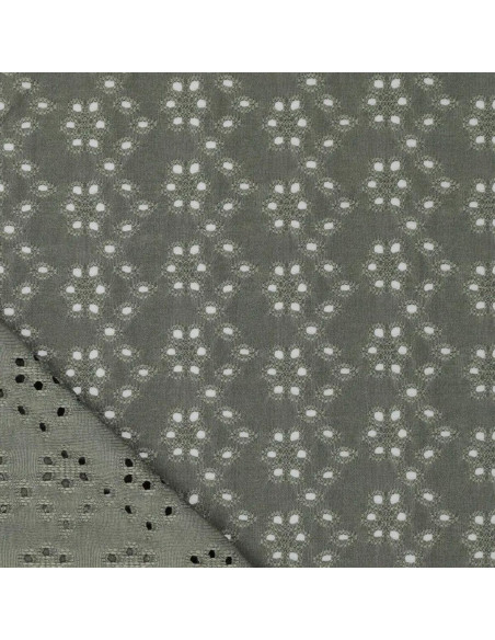 Stretchable English embroidery fabric - Dark khaki