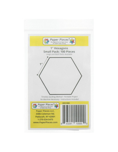 Set of 100 Paper Pieces Hexagons 1in