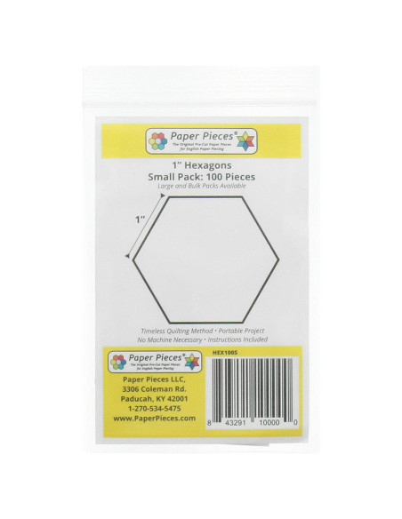 Set of 100 Paper Pieces Hexagons 1in