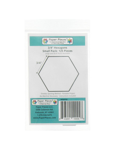 Set of 125 Paper Pieces Hexagons 3/4in
