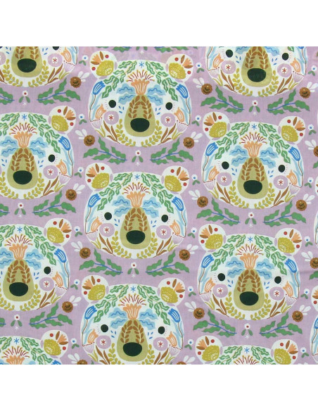 Cotton poplin fabric - Lilac bears