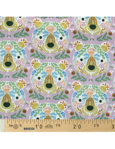 Cotton poplin fabric - Lilac bears