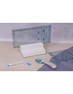 White wooden rack with 10 slots for patchwork rulers 2