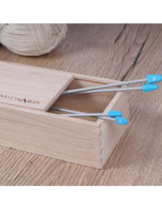 Wooden storage box for knitting needles