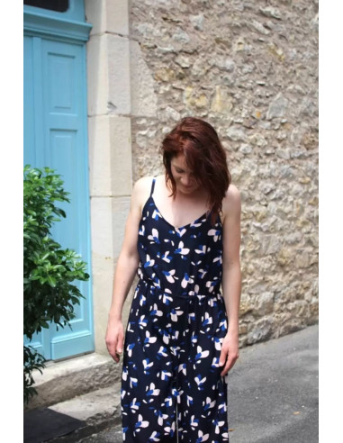 Navy blue viscose poplin fabric - Églantine & Zoé