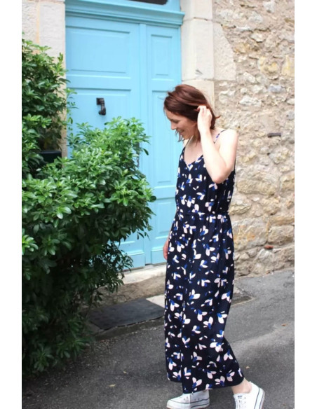 Navy blue viscose poplin fabric - Églantine & Zoé