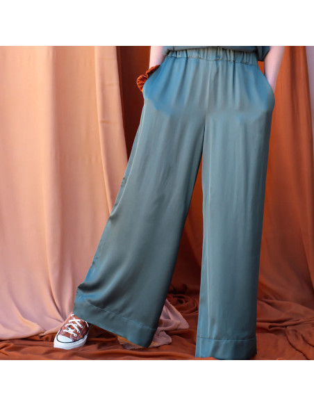 Peacock Viscose Satin Fabric - La Maison Naïve