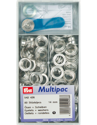 80-pack of eyelets with 14 mm washers - Silver