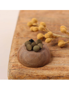 Satin-covered button on stem 10 mm - Olive