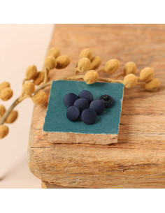 Satin-covered button on stem 10 mm - Denim