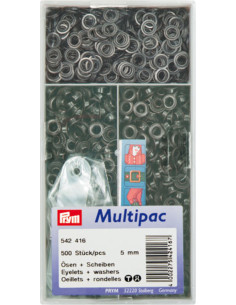 500-pack of eyelets with 5 mm washers - Black