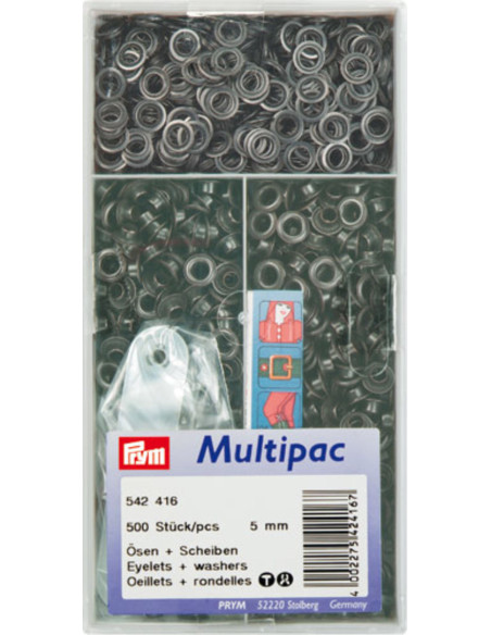 500-pack of eyelets with 5 mm washers - Black
