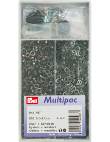Multipack of 500 eyelets with 4 mm washers - Black