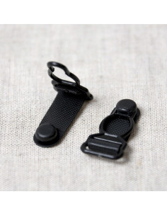 Set of 4 plastic garter loops - Black