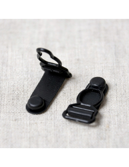 Set of 4 plastic garter loops - Black