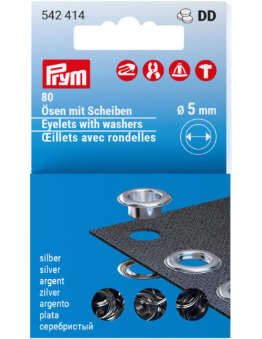 80 eyelets with 5 mm washers - Silver