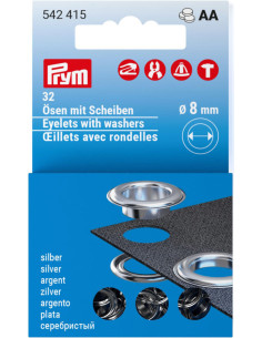 32 grommets with 8 mm washers - Silver