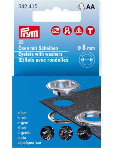 32 grommets with 8 mm washers - Silver