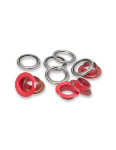 Box of 15 eyelets with 11 mm washers - Red