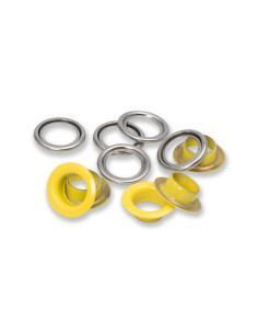 Box of 15 eyelets with 11 mm washers - Yellow