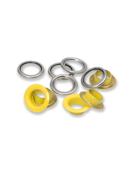 Box of 15 eyelets with 11 mm washers - Yellow