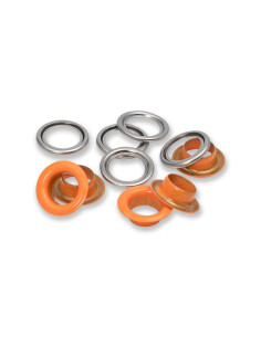 Box of 15 eyelets with 11 mm washers - Orange