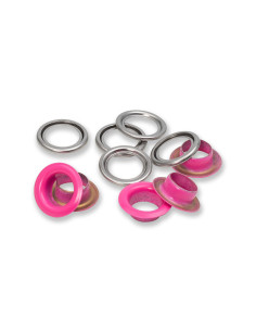 Box of 15 eyelets with 11 mm washers - Fuchsia