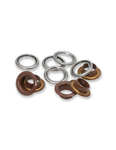 Box of 15 eyelets with 11 mm washers - Dark brown