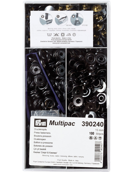 Multipack of 100 Sport Camping Snap Buttons - Black