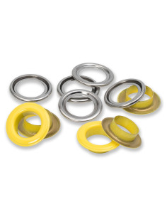 Box of 15 eyelets with 14 mm washers - Yellow