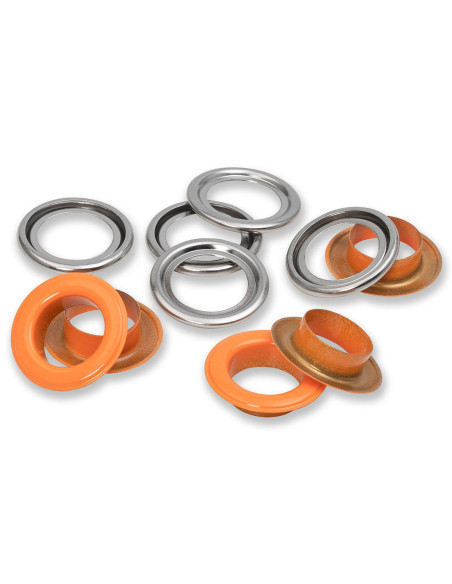 Box of 15 eyelets with 14 mm washers - Orange