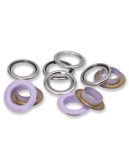 Box of 15 eyelets with 14 mm washers - Lilac