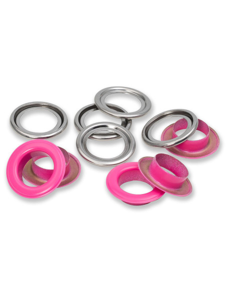 Box of 15 eyelets with 14 mm washers - Fuchsia