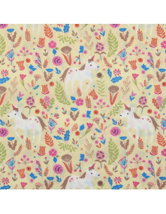 Yellow unicorn cotton poplin fabric 2