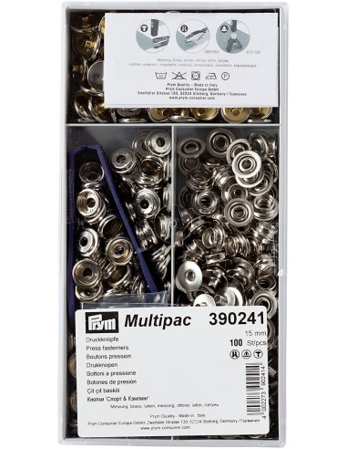 100 Snap Fasteners Multipack for Sport Camping - Nickel