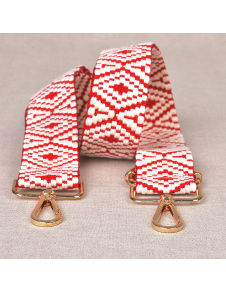 Bag strap with carabiners - Ethnic red