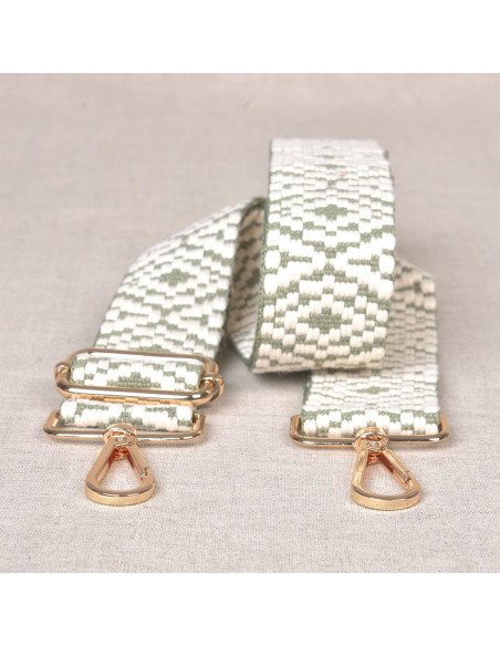 Bag strap with carabiners - Ethnic green