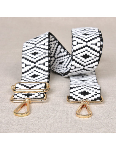Bag strap with carabiners - Ethnic black