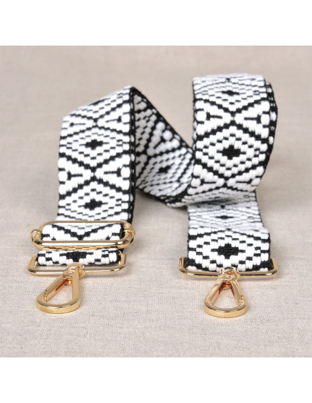 Bag strap with carabiners - Ethnic black