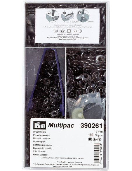 Multipack of 100 Anorak snap buttons - Bruni 15 mm
