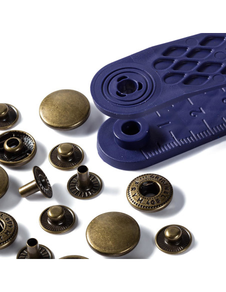 Multipack of 100 Anorak snap buttons - Brass 15 mm