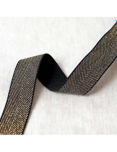 Metallic chevron elastic - Black and gold