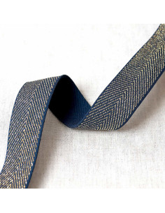 Metallic chevron elastic - Navy blue and gold