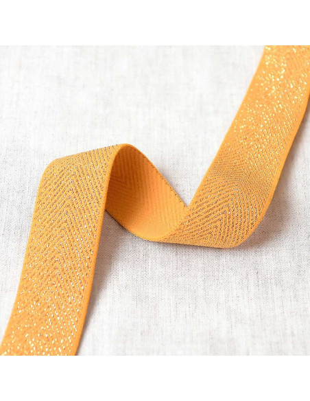 Metallic chevron elastic - Mustard yellow and gold