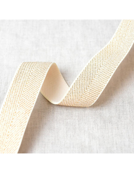 Metallic chevron elastic - Ecru and gold