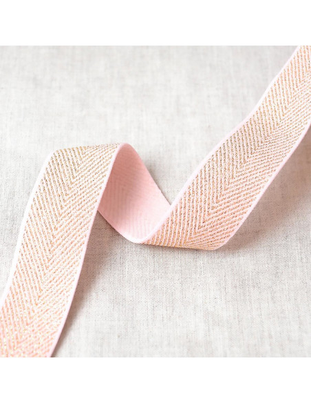 Metallic Chevron Elastic - Pink and Gold