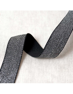 Metallic chevron elastic - Black and silver