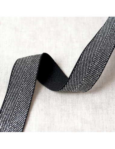 Metallic chevron elastic - Black and silver